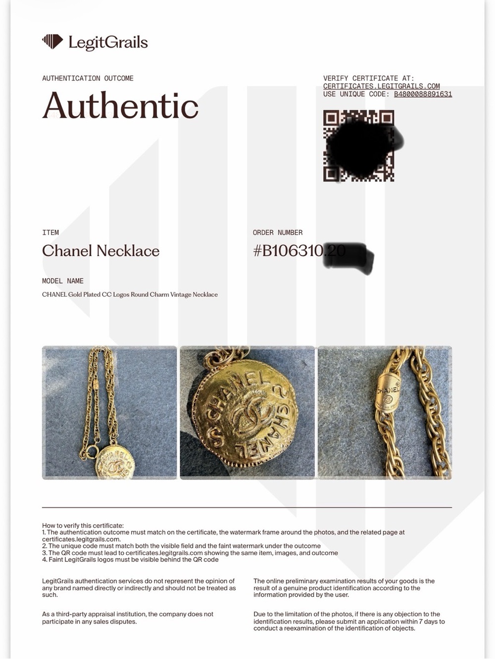 CHANEL Vintage CC Coin Medallion Gold Necklace 16” + COA - Picture 11 of 11
